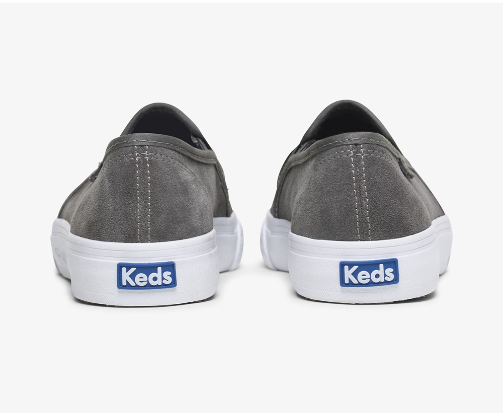 Slip Ons Keds Mujer Grises - Double Decker Suede - 6054-CTUZY